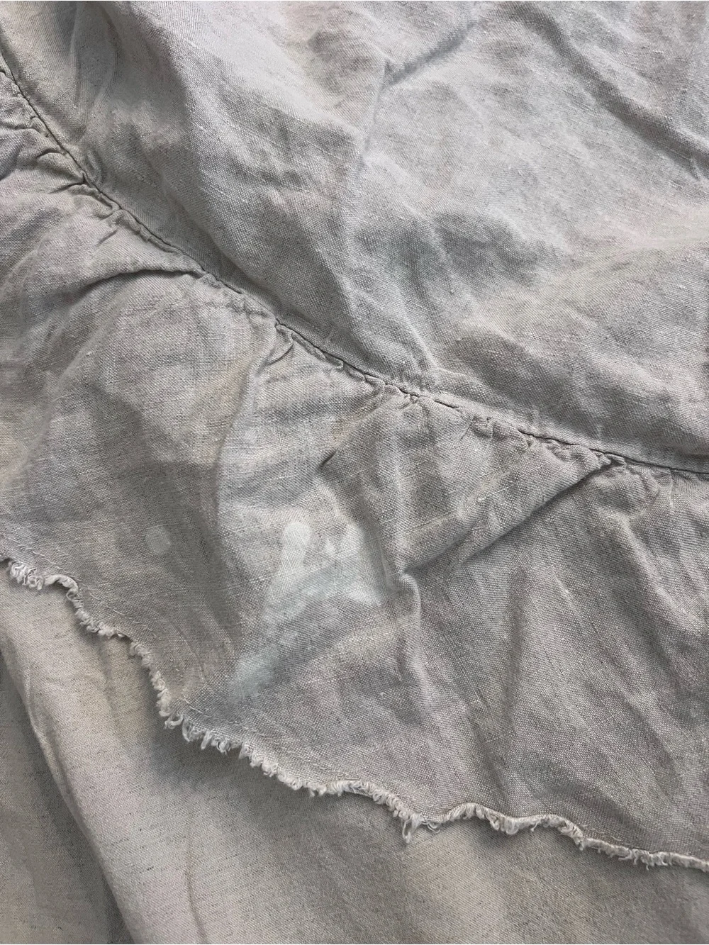 Pottery Barn Belgian Flax Linen Fringe Ruffle Duvet King Cover + 2 King Shams